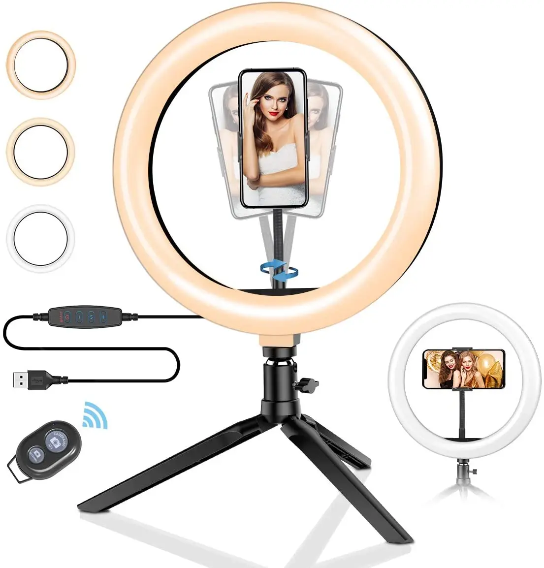 

10 inch led circle ring light with tripod stand and Phone Holder for YouTube Video Live Stream Makeup Photography