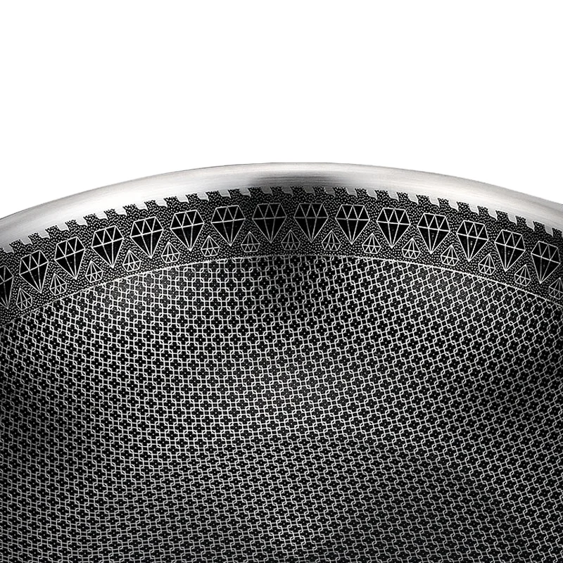 

Tri ply stainless steel nonstick honeycomb cooking wok pan