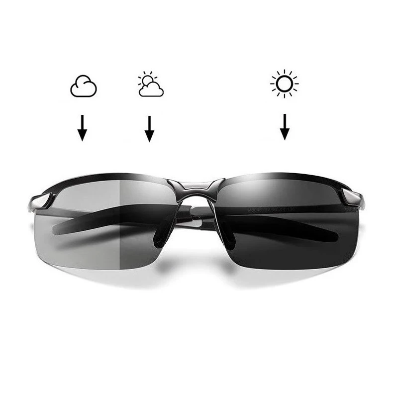 

3043 Metal Photochromic Sunglasses Men Polarized Driving Chameleon Glasses Male Change Color Day Night Vision Driver's Eyewear, Colors