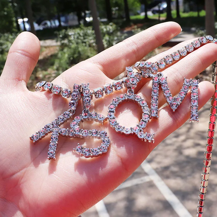 

Gold Plated Stainless Steel Initial Pendant Letter Necklace Chain Crystal Personalized Diamond Name zircon pendant necklace