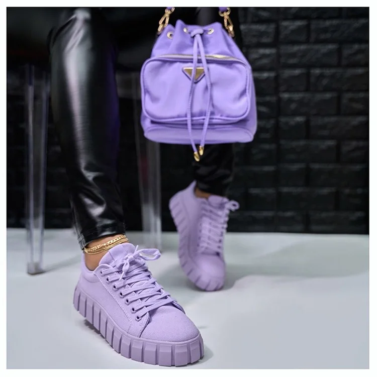 

High Quality Latest Lady Thick Sole Casual Shoes Flats Running Walking Shoe, Purple,black,khaki,armygreen,mix-colored