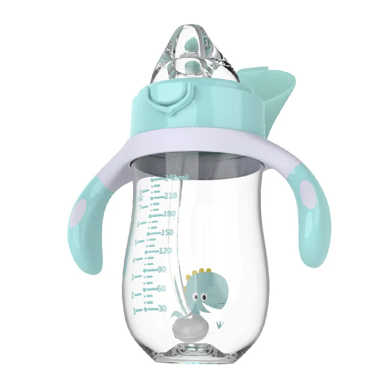

2020 hot sale baby straw water bottle, plastic large capacity water cup with handle
