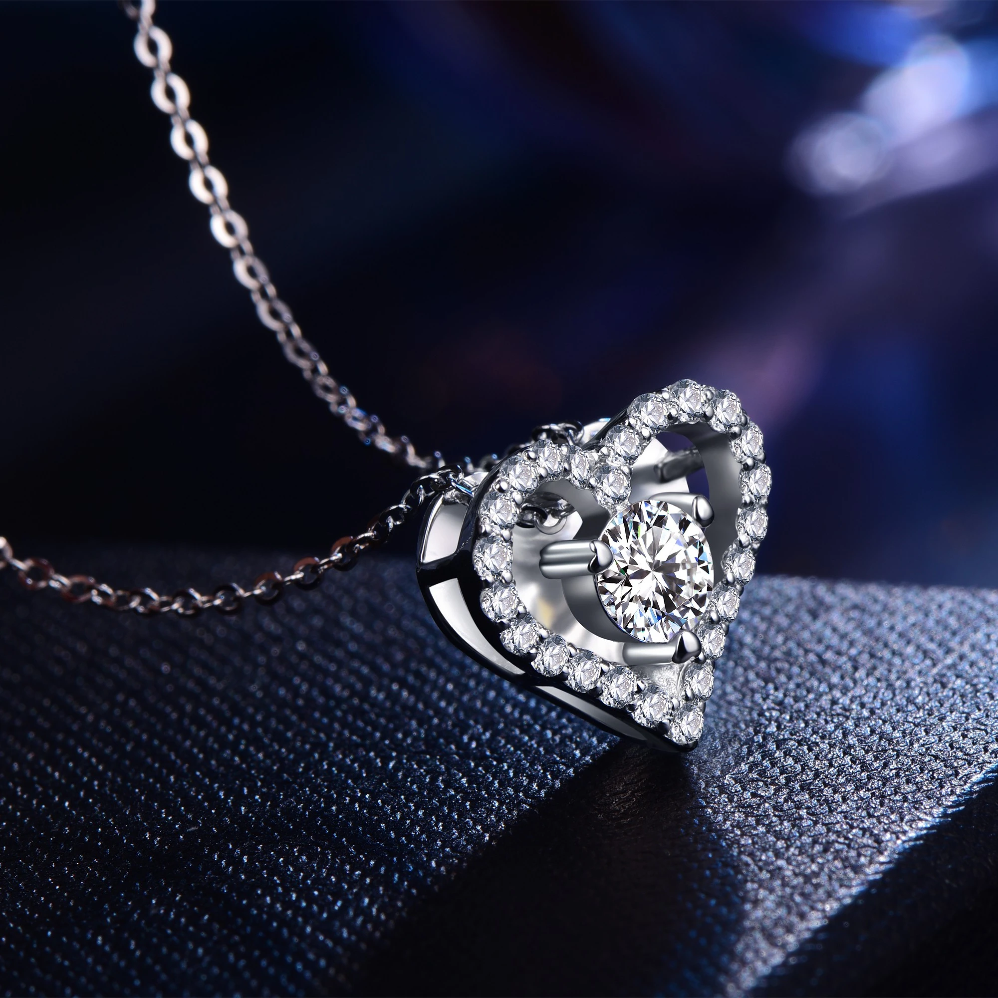 

Exquisite High Quality Fine Jewelry Women Shiny Cubic Zirconia Sterling Silver 925 Heart Pendants