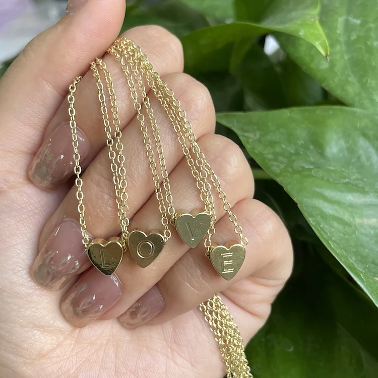 

Women Girls Gifts Jewelry Initials gold plated Heart Pendant Letters Love Necklace