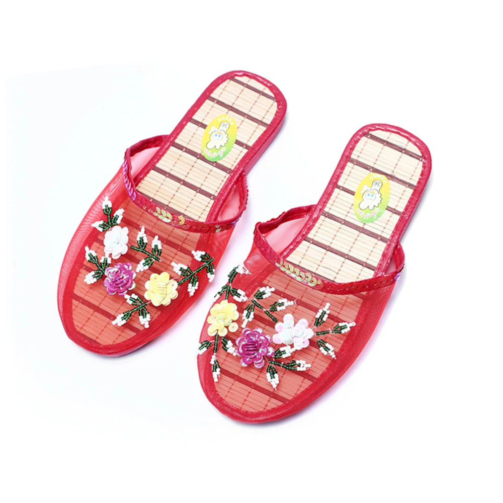 

Mesh Slippers Summer Indoor Breathable Flower Embroider Chinese Mesh Slippers chinese mesh slippers