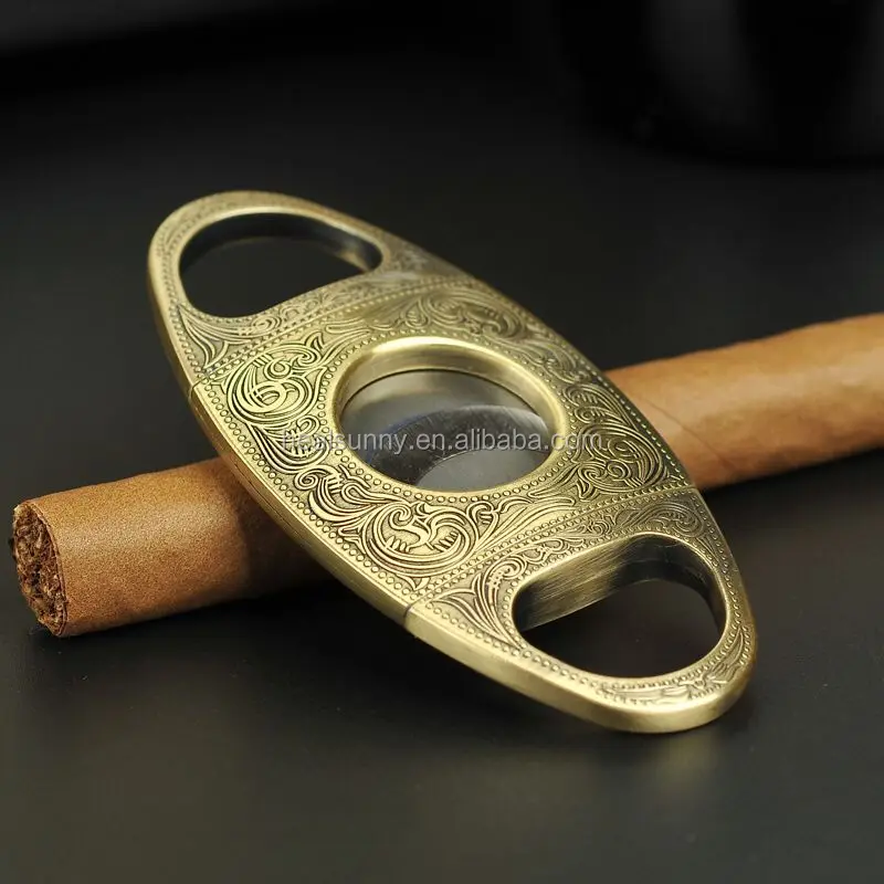 

Customize Logo Gold Metal Stainless Steel Cigar Guillotine Scissor Knife Mini Premium Cigar Cutter