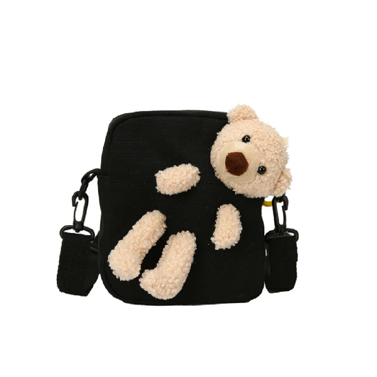 

cute popular girl Crossbody bag canvas teddy shape Casual purse shoulder bag for ladies