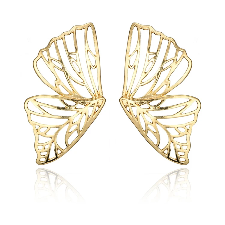 

New Design Fashion Butterfly Earrings Exaggerate Personalized Hollow Big Earrings High Quality Cheap Jewelry for Women, Gold;silver