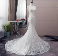 

Real Photo 2019 Custom Made Strapless Wedding Dresses Mermaid Beaded Applique Wedding Gowns