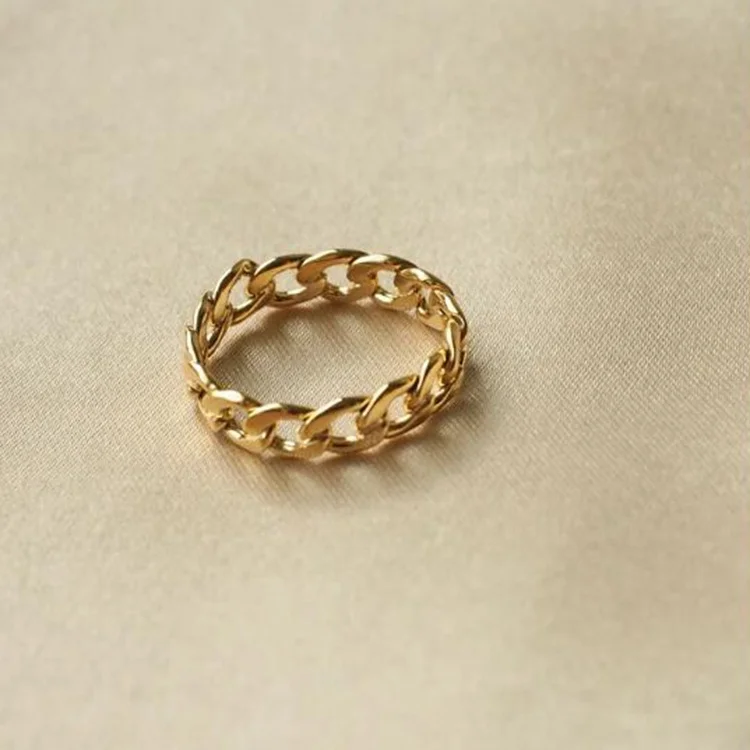 

Stainless Steel Jewelry Gold Plated Ring For Women Link Chain Ring Curb Chain Ring