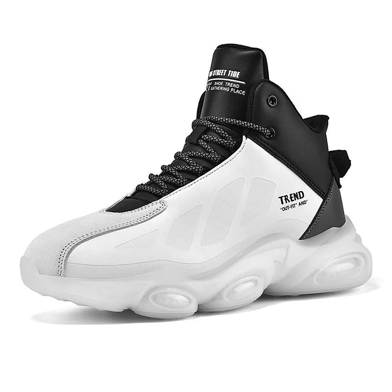 

Factory wholesale cheap men's new high top basketball shoes popcorn anti-skid shock-absorbing fashion casual sports shoes