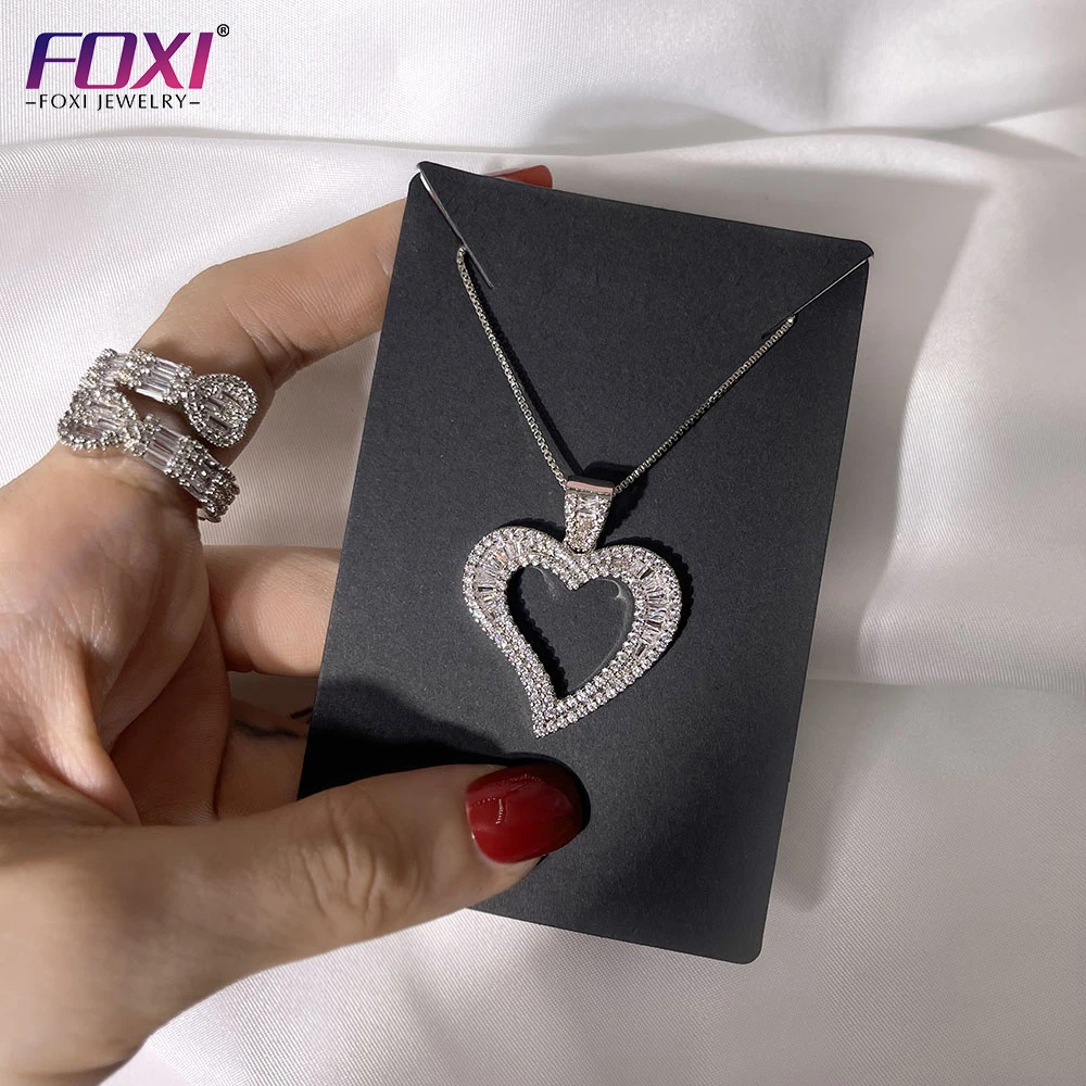 

FOXI fashion jewelry gold plated white rhodium heart pendant chain necklaces