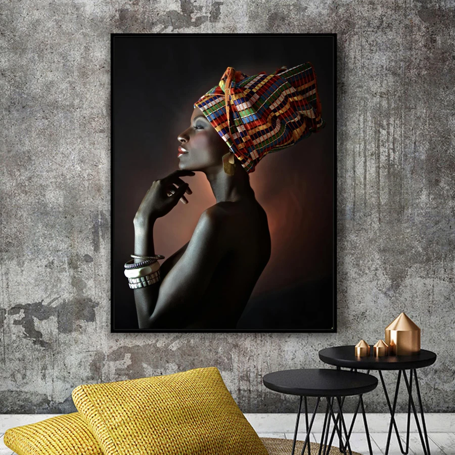 Beautiful Black Gold Women Oil Paintings Print On Canvas Portrait Of 