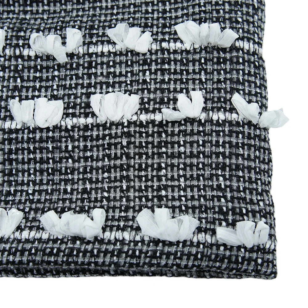 Popular Handmade Winter Overcoat for Girls RTS Woven Wool Polyester Fabric Black White Yarn-Dyed Girls' RTS Winter Clothes