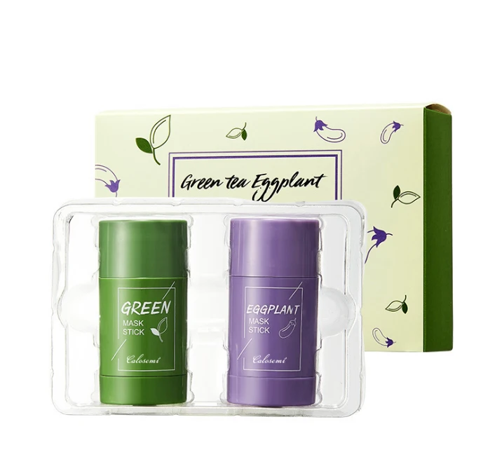 

2021 New Design Private Label Organic Face Beauty Skin Care Deep Cleansing Moisturizing Green Tea Eggplant Solid Mask Stick Set