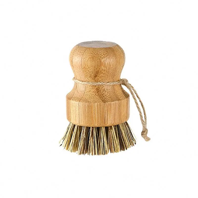 

Hot Sale Custom Eco Friendly Beech Wood Long Handle Kitchen Bamboo Sisal Dish Cleaning Brush, Bamboo color