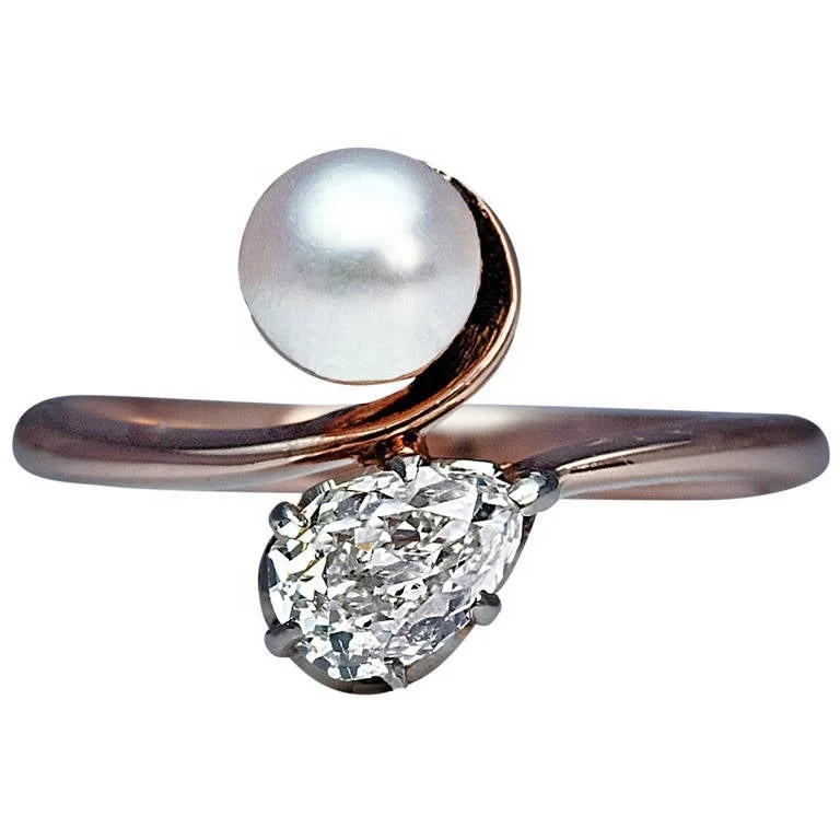 

Elegant Pearl Pear Shape CZ New Design Women Finger Ring Bridal Wedding Engagement Party Ring Romantic Fashion Jewelry