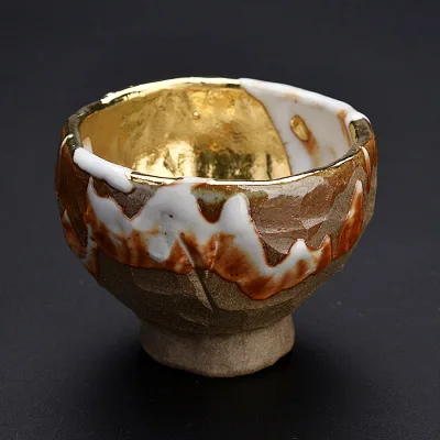 

Gilt-roasted Japanese-style stoneware Kungfu tea set tea single cup ceramic master cup, As shown