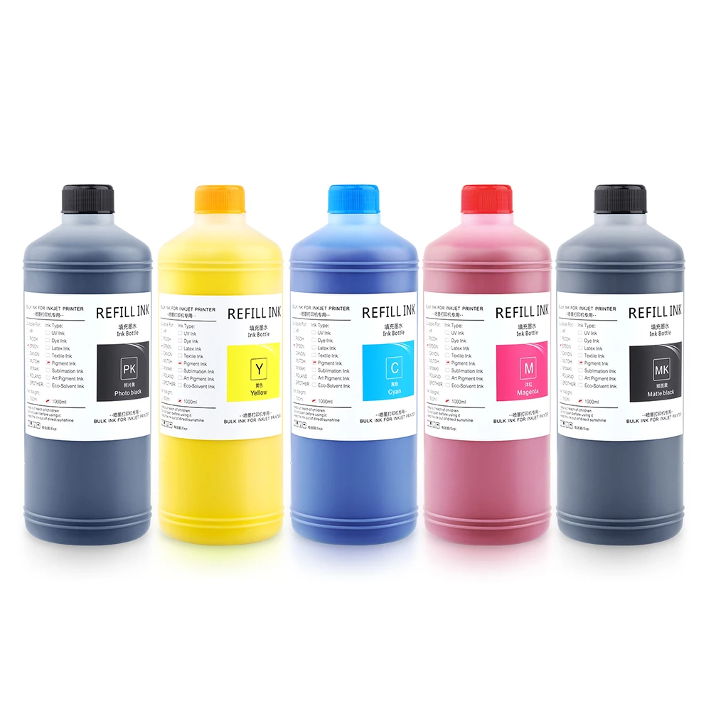 

Ocbestjet 1000ML 5 Colors Universal Pigment Ink For Epson Surecolor T7200 T3270 T5200 Printer
