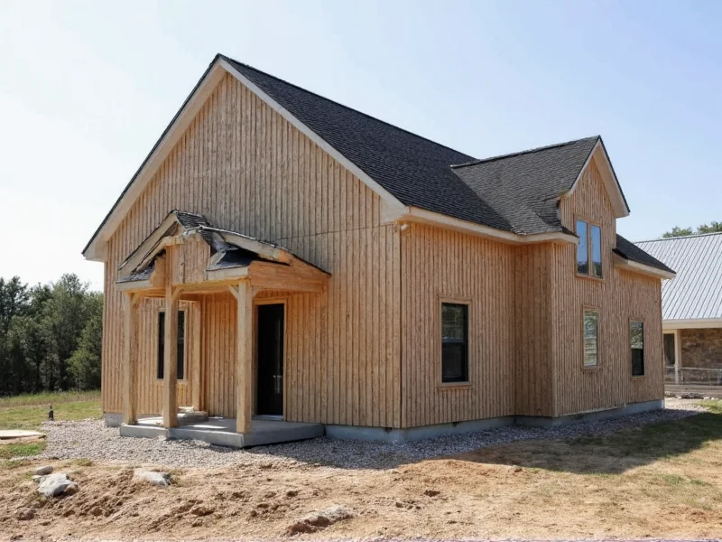 Completed energy-efficient home built from DIY house kit