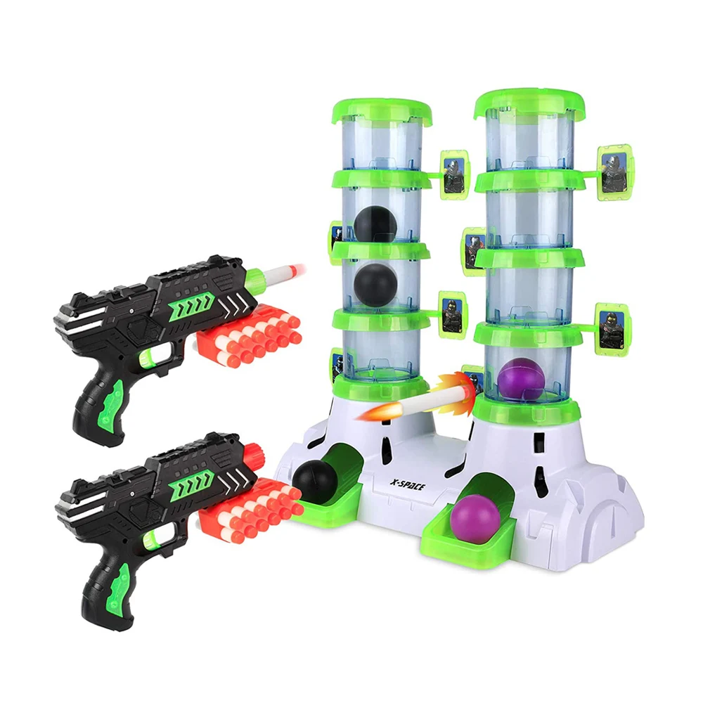 Wholesale Hotsale shooting double barrels targets games with 2 foam dart toy gun glow in the dark shoot game competition kit for child kid From m.alibaba