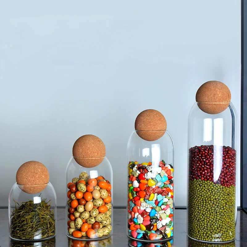 

Borosilicate Glass Airtight Storage Tea Cereal Can Customized Seasoning Jar Kitchen Storage