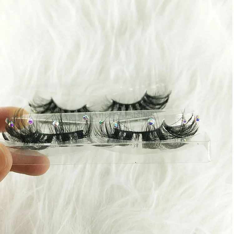 

Wholesale Holiday Party Glitter Sequin Faux Mink Eye Lash Private Label Diamond On Full Strip Mink Lashes Custom Eyelash Box, Colorful