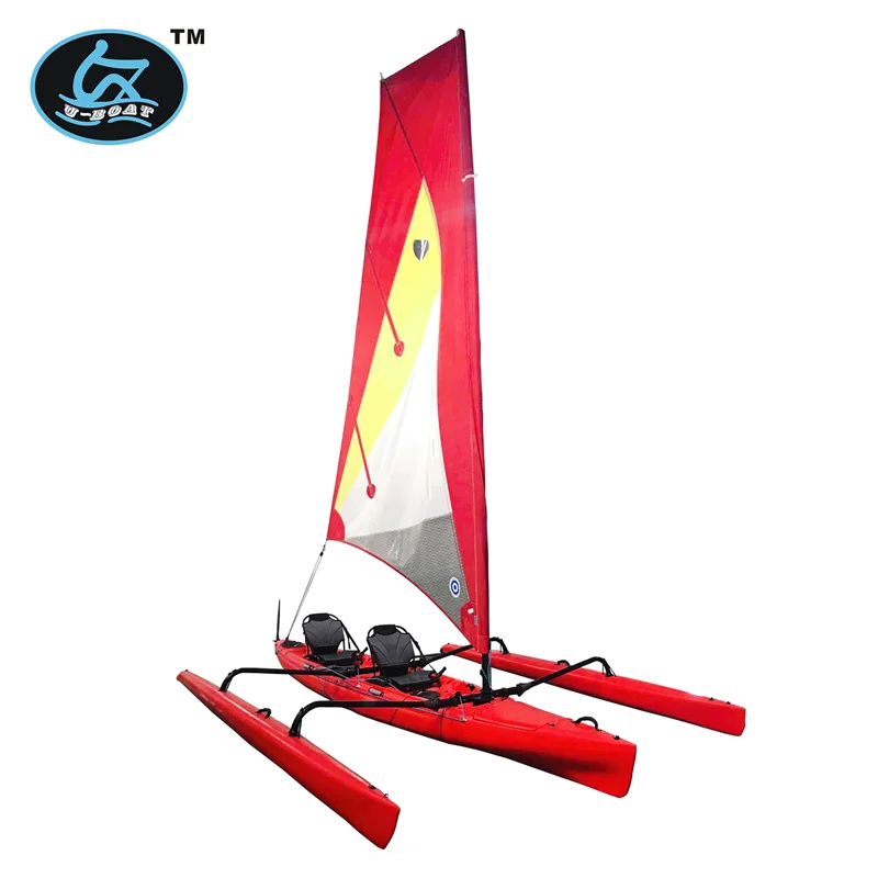 
18ft plastic sailboat with foot drive pedal system and rudder 