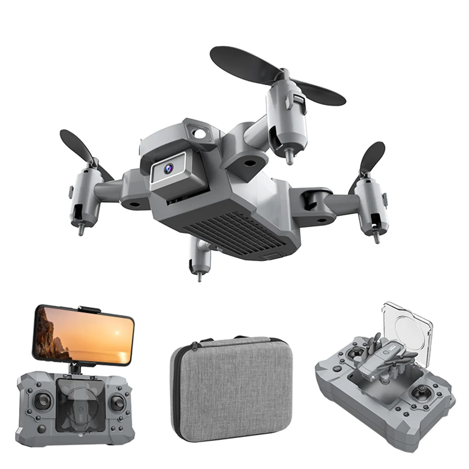 

2021 HOSHI KY905 Foldable Drone Mini 4K camera Storage Case Headless Mode drones camera Pocket Flying Toy for Kids, Grey
