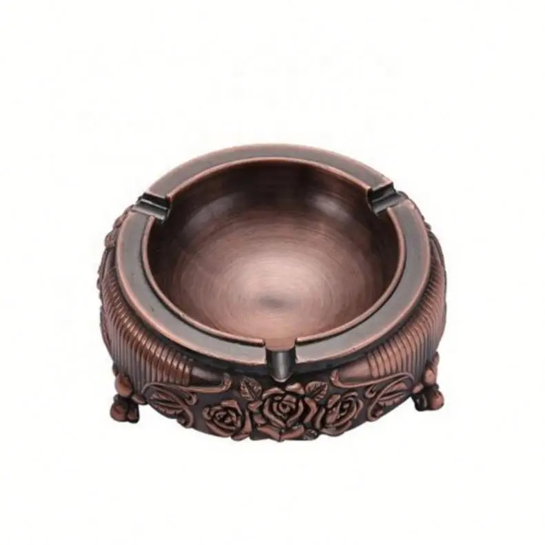 

Hot Sale Metal European Style Retro Outdoors Household Ashtray, Burgundy/bronze