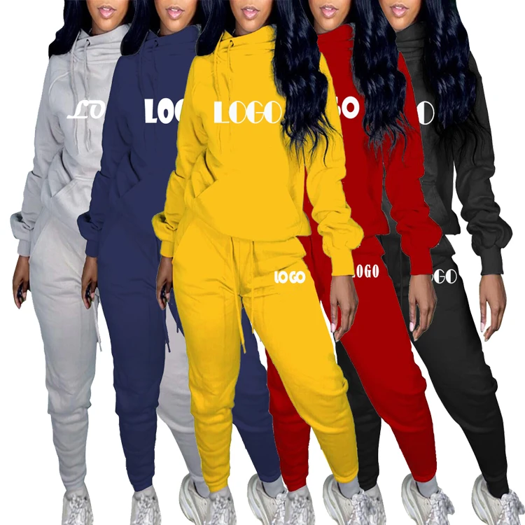 

Wholesale two piece wweat set women jogging set wholesale hoodie joggers 2021 women two piece set, Customized colors