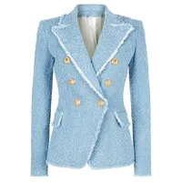 

Custom your own logo long sleeve tweed jacket women office wear blazer