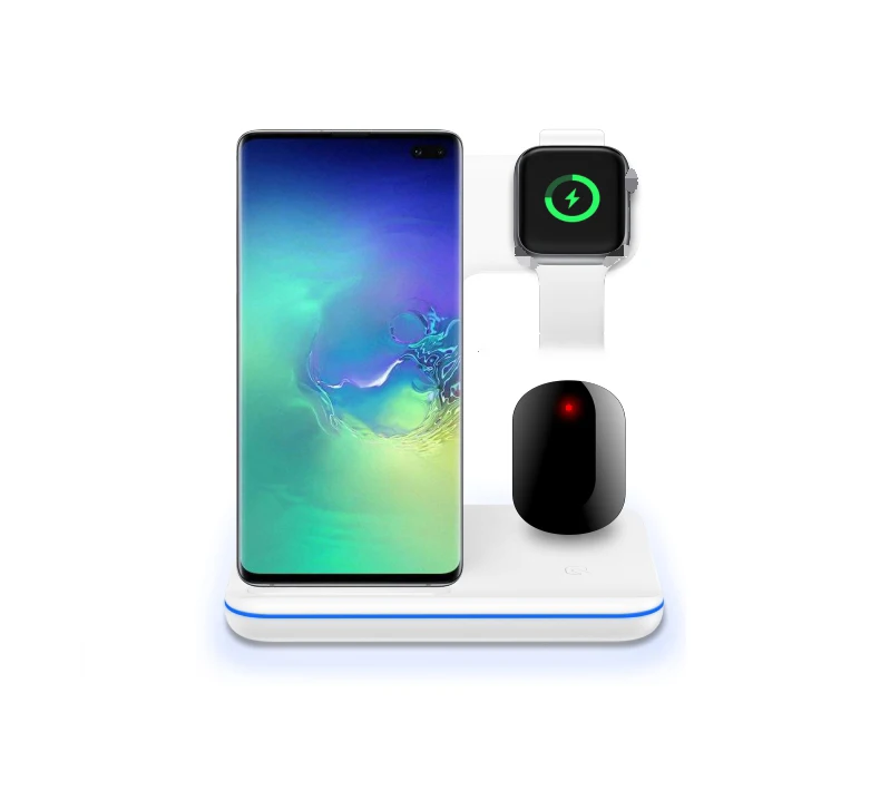 

3-In-1 Wireless Phone Charger 3 In 1 For iPhone 15W QI Fast Charging Wilress Charger Stand, White/black