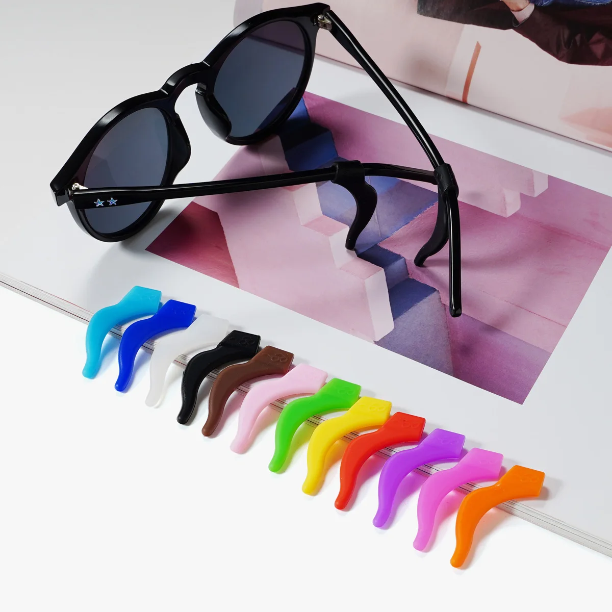 

High quality Candy colors Glasses Tool Kits Accessories Glasses Non-slip Sleeve Silicone Ear Hook Unisex, Custom colors