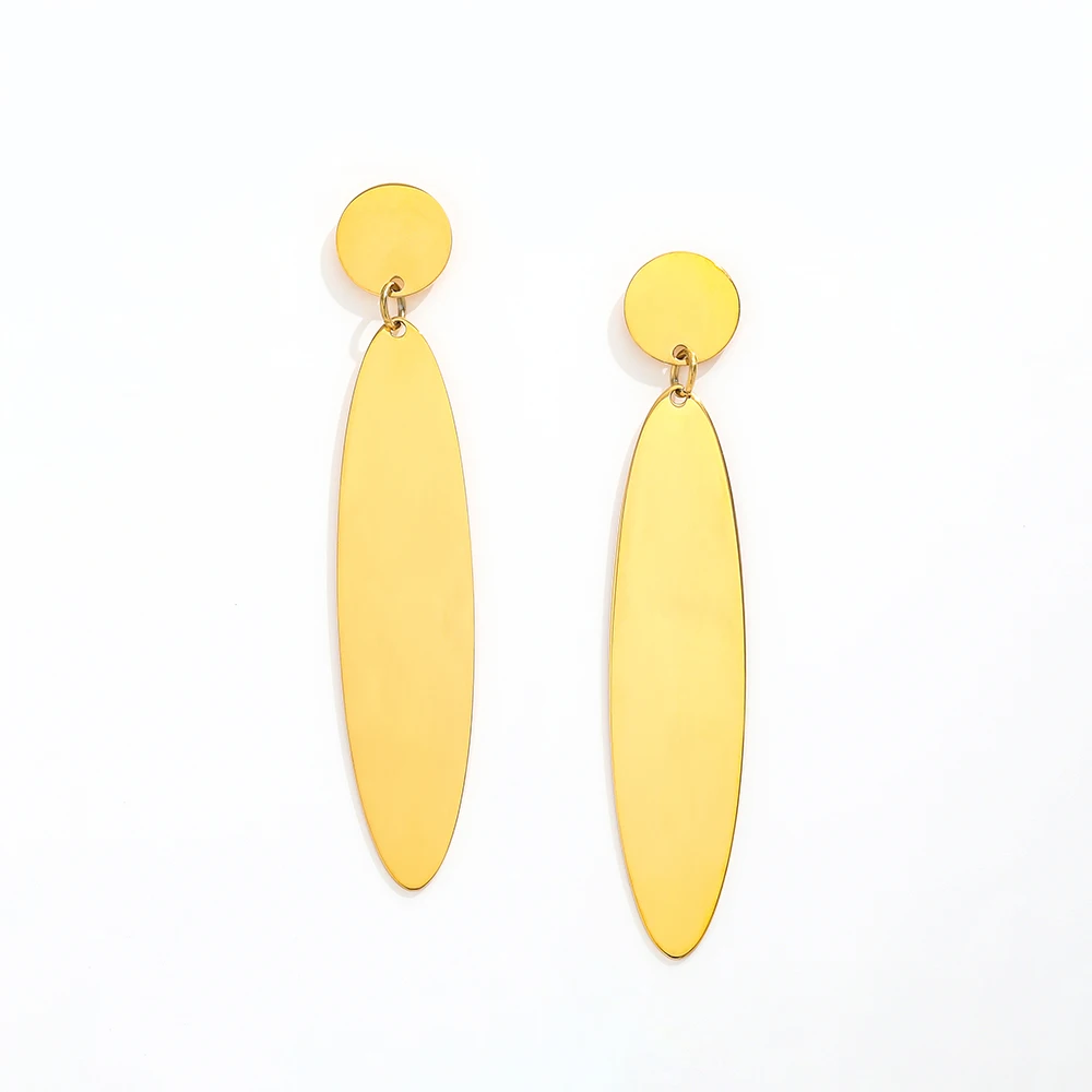 Trendy Earring 18K Gold Plated Statement Oval Geometric Dangle Stud Earrings Wholesale Stainless Steel Jewelry for Women