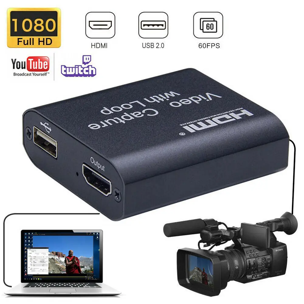
HDMI Video Capture Card Screen Record USB2.0 1080P 30FPS Game Capture Device 