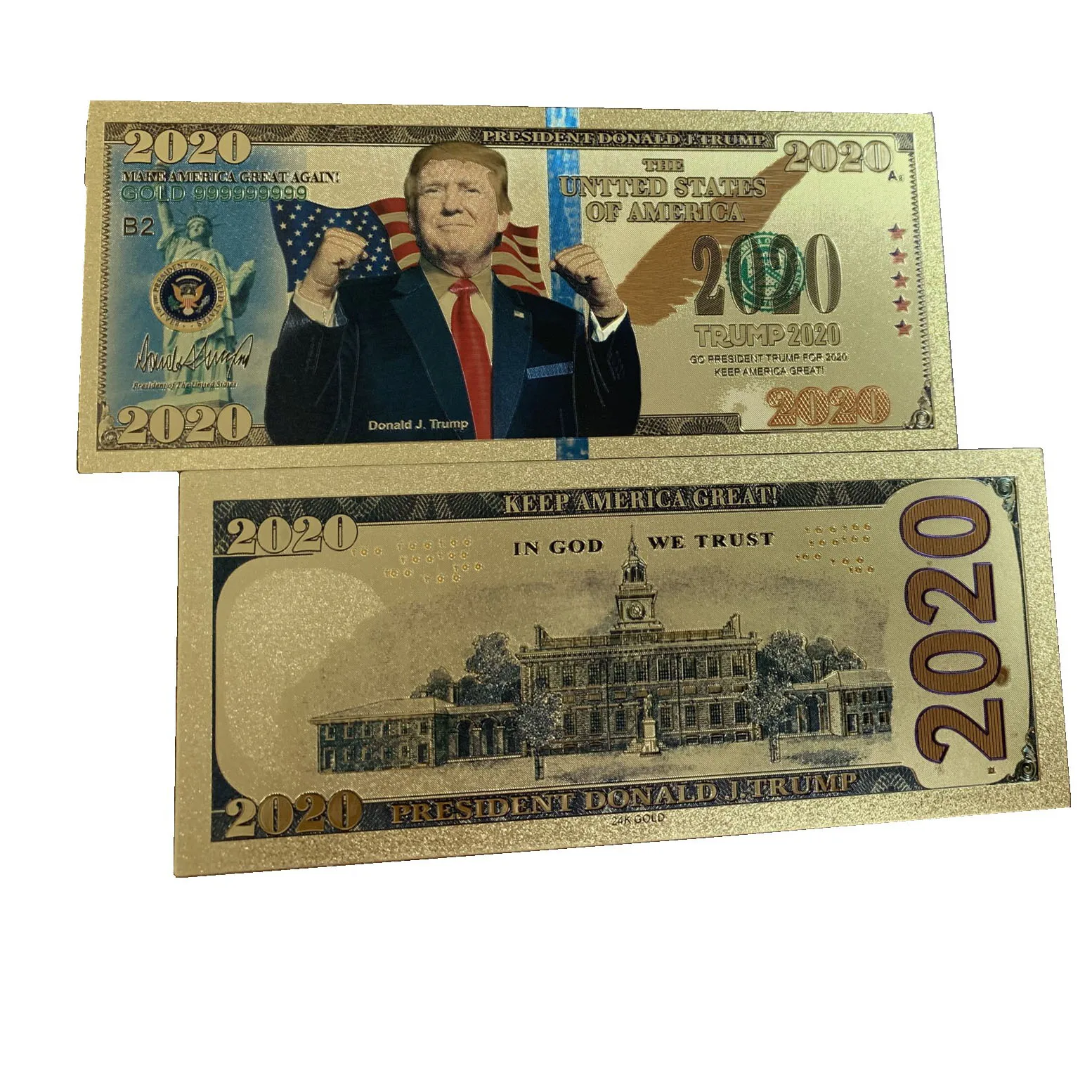 

Keep America Great 2020 New USA Trump election 24k gold foil banknote trump dollar bills