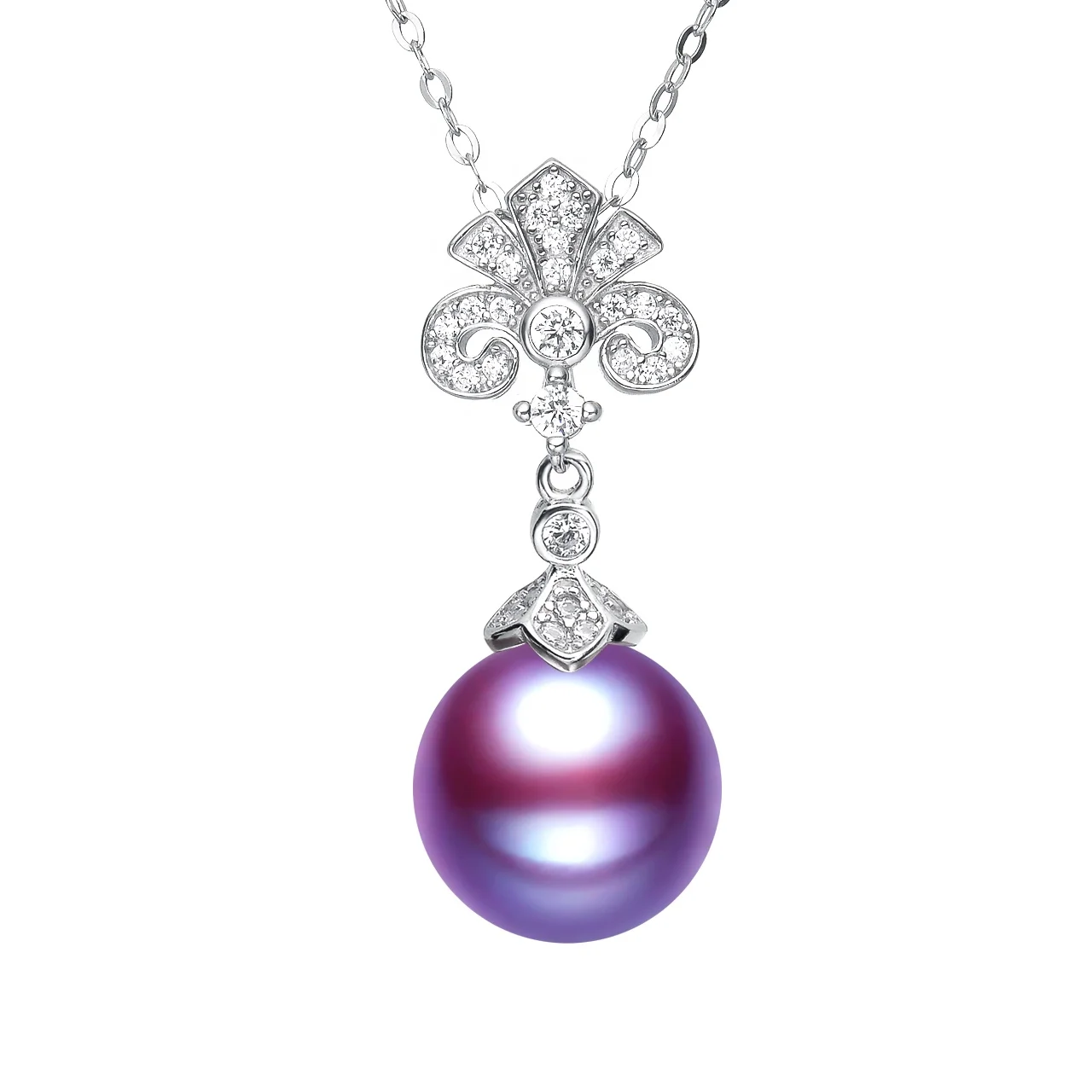 

Women Jewelry Fashion Men Gift Silver Party Classic Stone Unisex OEM Chain Necklace in Stock Custom Square Rolo Stainless Steel, Purple