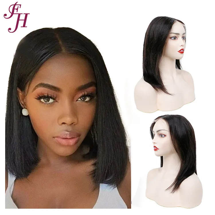 

FH Ready Stock 150% Density Pre Plucked Brazilian Straight Human Hair 13x4 Lace Frontal Short Bob Cut Wig