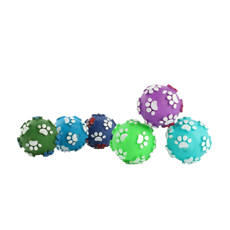 

New Various 3D Dog Paw Pattern Interactive Colorful Pet Training Chuck Ball Dog Chew Toy