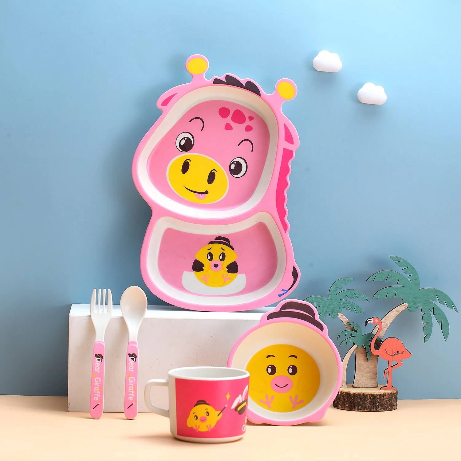

Wholesale Bamboo Fiber Tableware for Kids Baby Dinnerware Set Plate A015