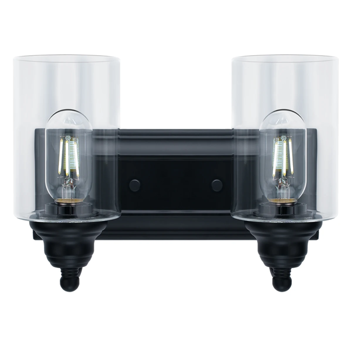 Retro 2 Clear Glass Shades Light Modern Bathroom Lighting Black E27 Base Vanity Light Fixtures Mirror Wall Lamp sconce