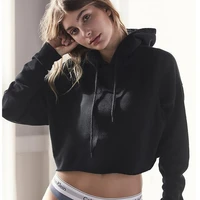 

Wholesale custom logo oversized gym streetwear Fashion Cotton Pink Drawstring Short Crop Hoodie Women