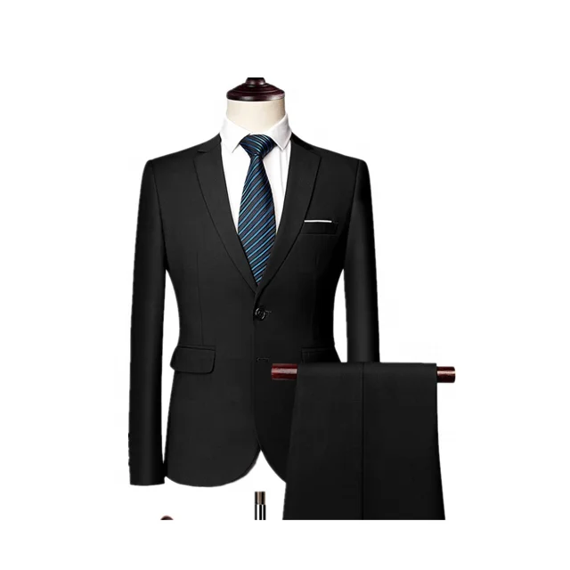 Latest Design Men Business Slim Suit Candy Solid Color Large Size Two-pieces Casual Design Suit Coat Pant Men Suit