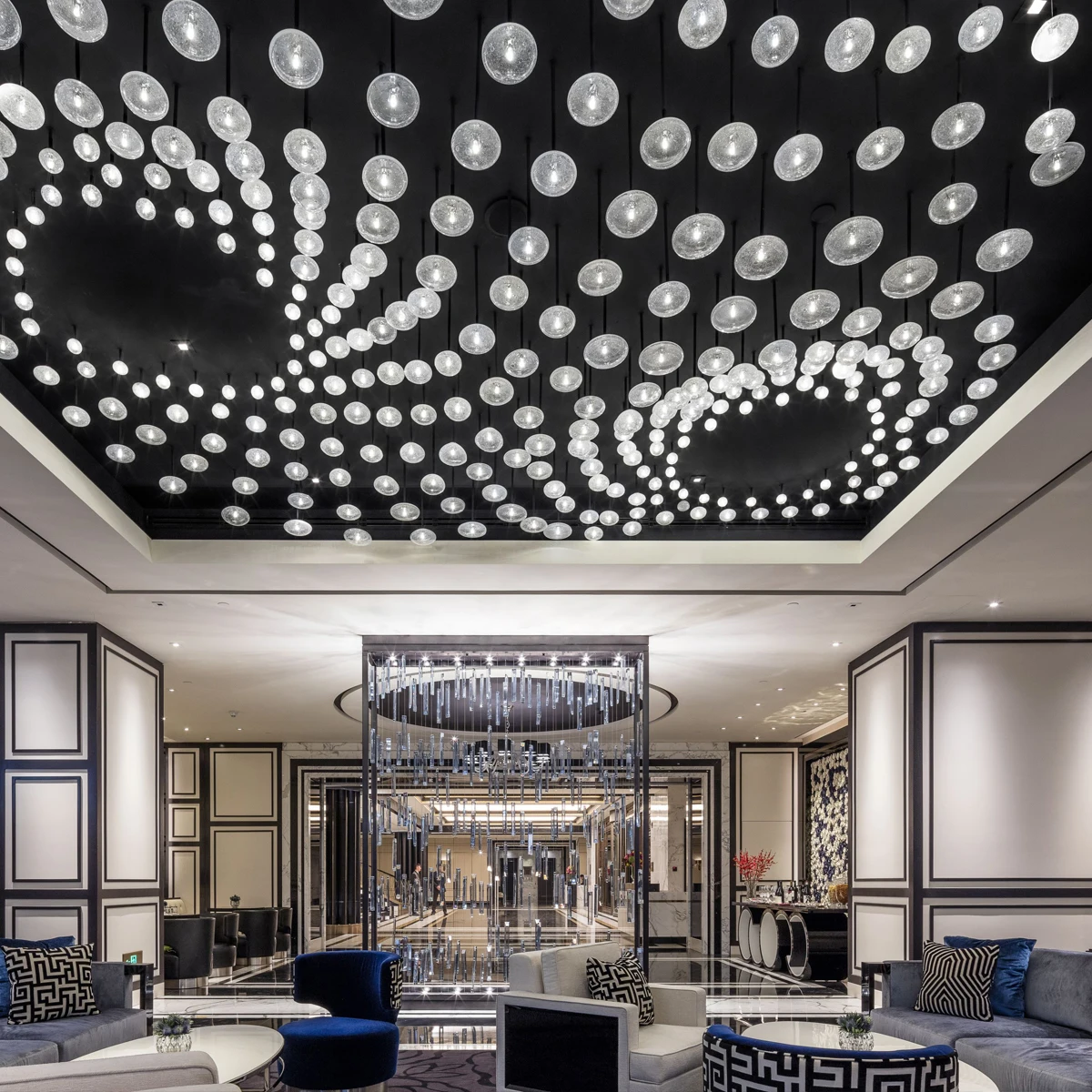 

Modern blown glass bulb firefly chandelier for hotel lobby