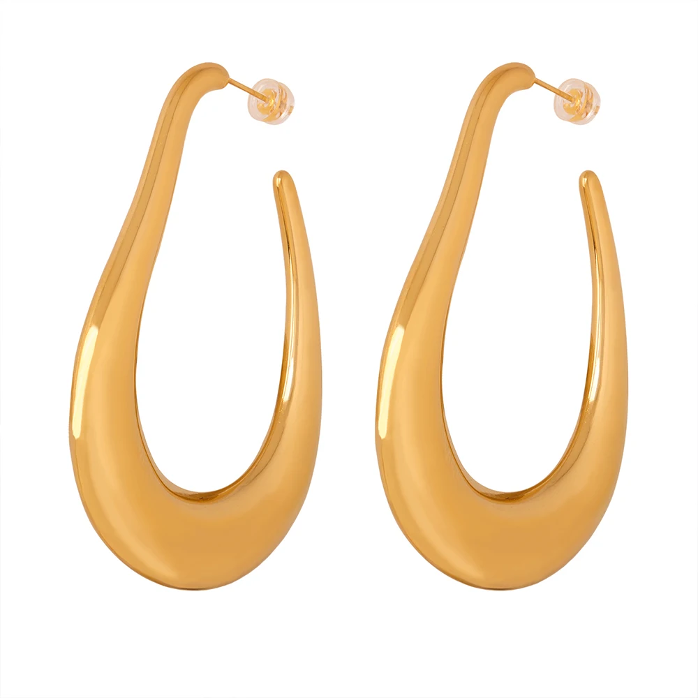 

Fashion 18K Stainless Steel Gold Plated Hypoallergenic Non Tarnish Gold Plated Jewelry U Shaped Vintage Earrings For Women
