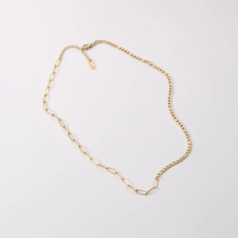 

JOOLIM Ready To Ship High End Stainless Steel Paper Pin Figaro Mixed Chain Necklace 18K Gold Plated Jewelry Wholesale