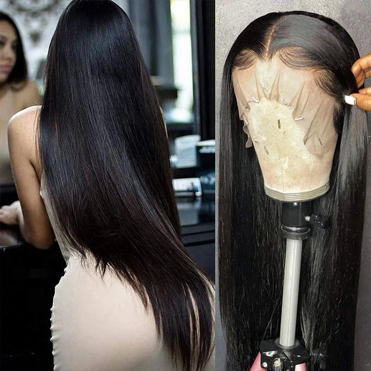 

150% Density Unprocessed Brazilian Virgin Straight Hair Swiss Hd Lace Front Human Hair Wig 13x4 Transparent Lace Frontal Wig