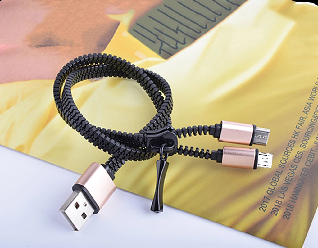 

Colorful Charging 3m 2m C Type Braided Amazon 3a Type c Wholesale Charge Type Flat Zipper High Quality Micro Usb Cable, Mix color