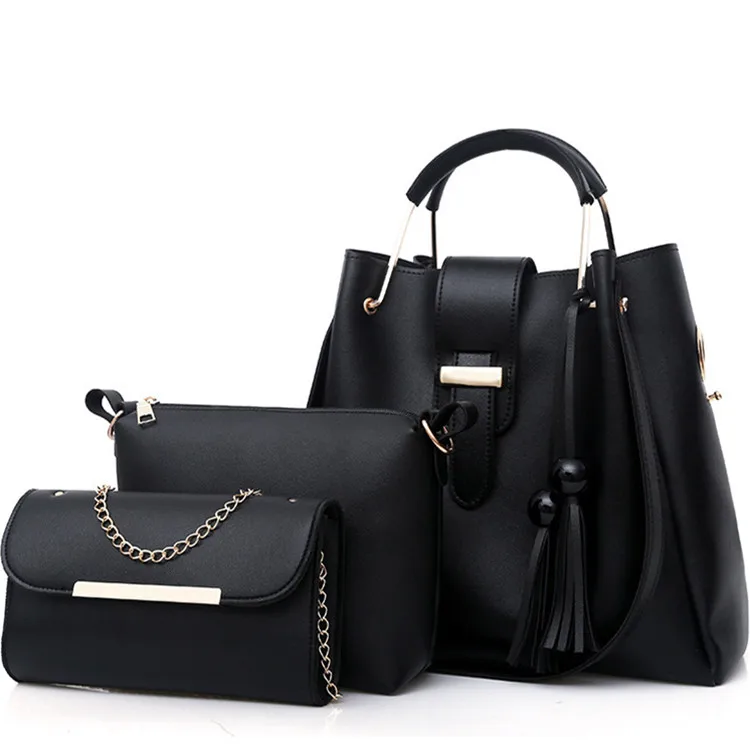 

Latest Luxury Women Bag Leather Hand Bags Ladies Black Hand Bags Set, Black, rice white, wine red,pink,blue,brown,